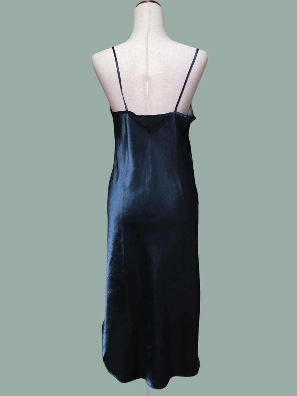 Vintage Inner Most Emerald Green Satin Embroidered Trim Strappy Slip - Picture 2 of 9